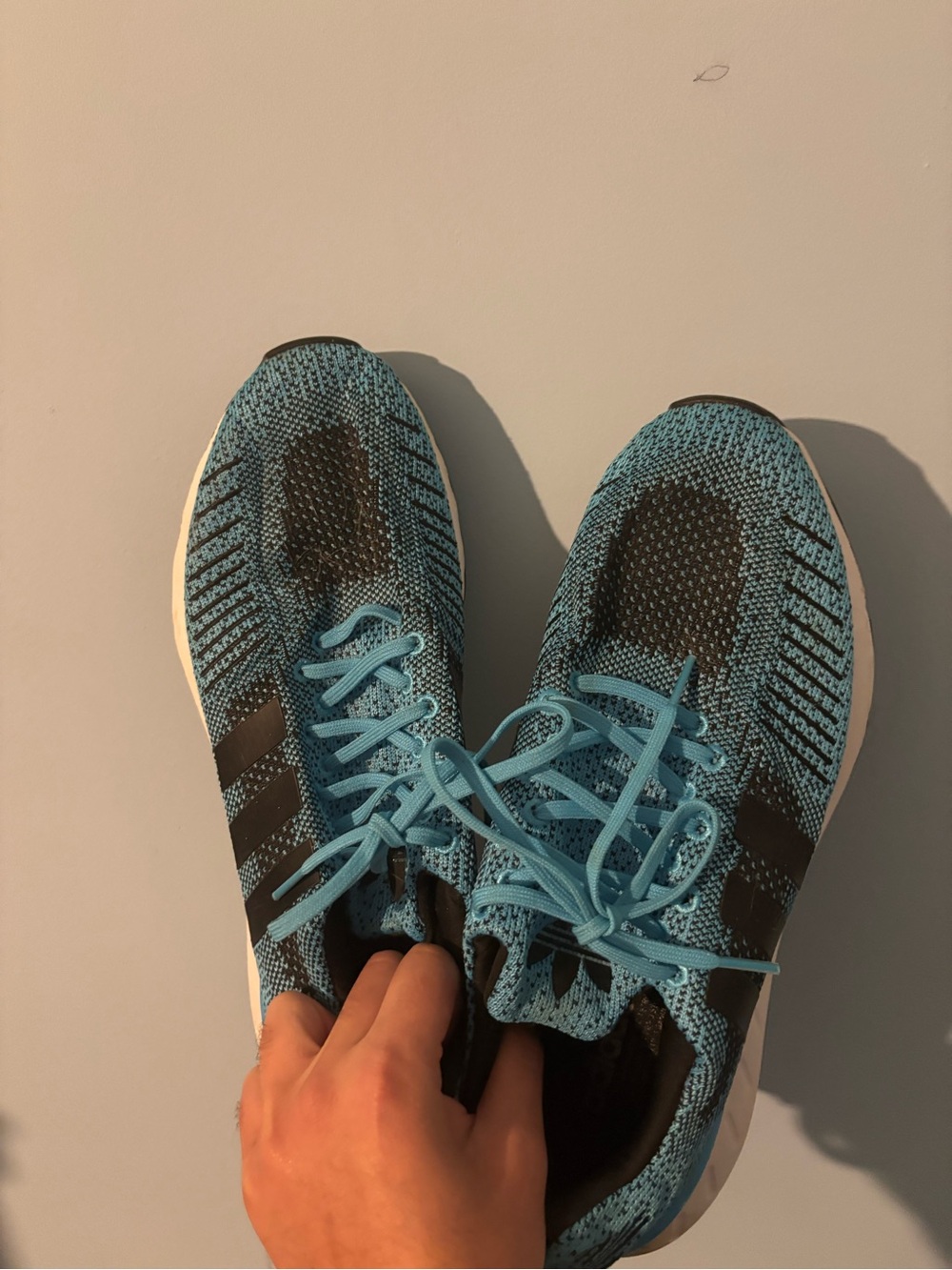 Light Blue Knit Athletic Sneakers adidas size 10.5